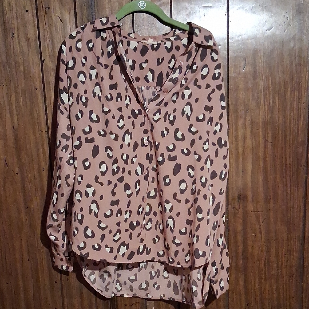 JODIFL Brown Leopard Print Blouse